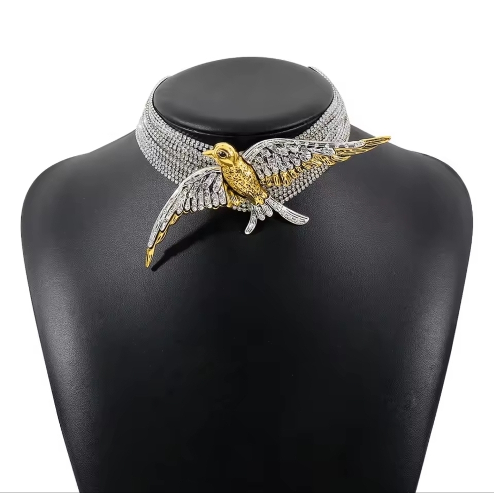 Gold and Silver Bird Necklace - Picture 2 of 4